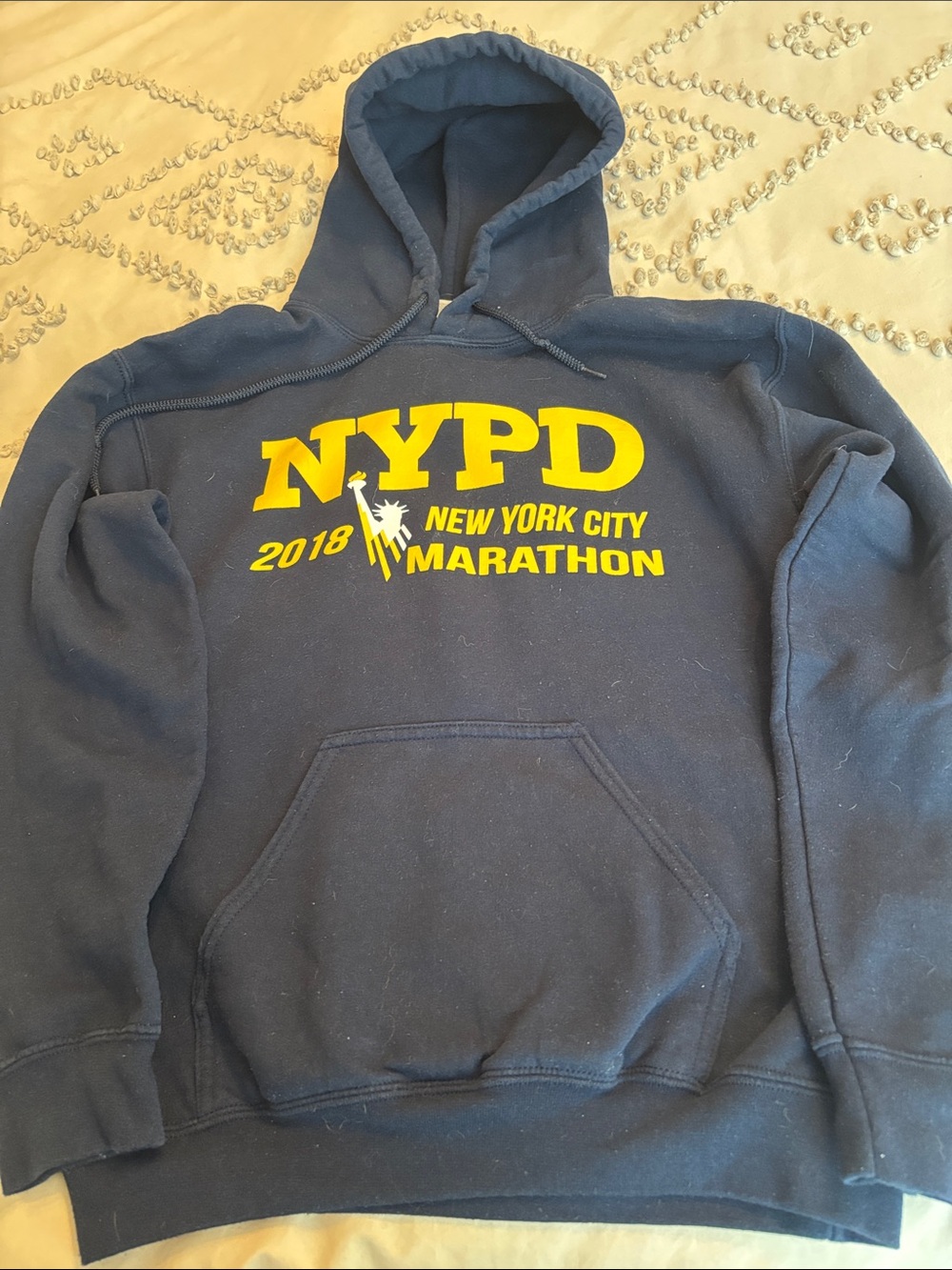 Gildan Navy & Yellow NYPD New York City Marathon Hoodie - Picture 1 of 1
